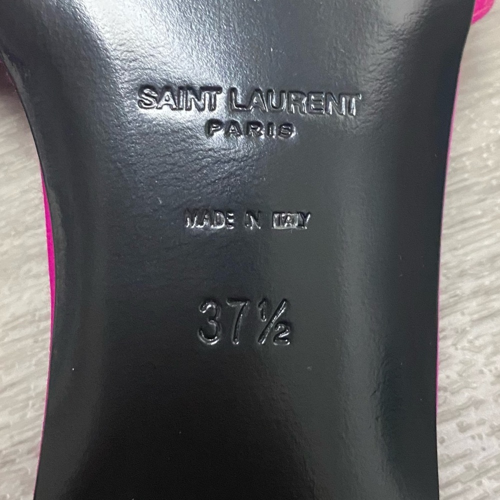 RARE Like New Saint Laurent Fuchsia Satin Nu Pieds Slide Sandals size 37.5 - Picture 8 of 9